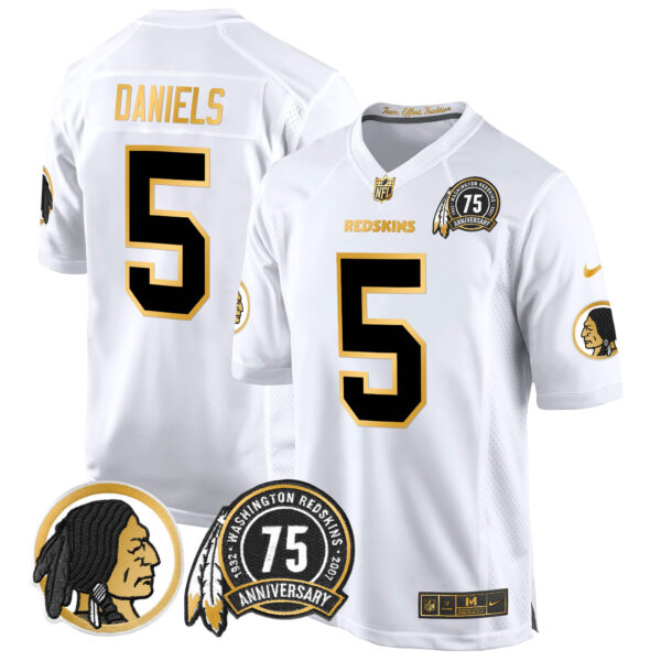 Men's Washington Redskins 75th Patch Throwback Gold Game Jersey - All Stitched - Image 8