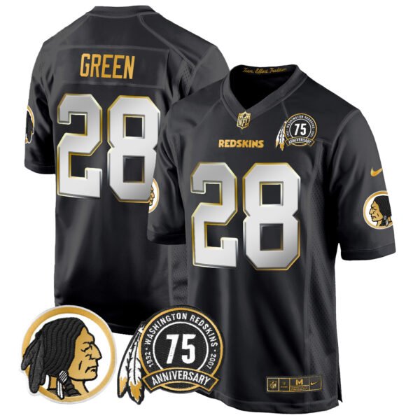 Men's Washington Redskins 75th Patch Throwback Gold Game Jersey - All Stitched - Image 28