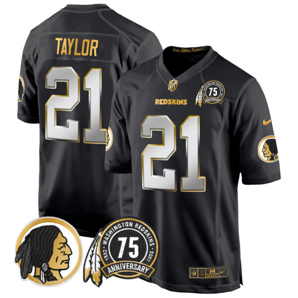 Men's Washington Redskins 75th Patch Throwback Gold Game Jersey - All Stitched - Image 23