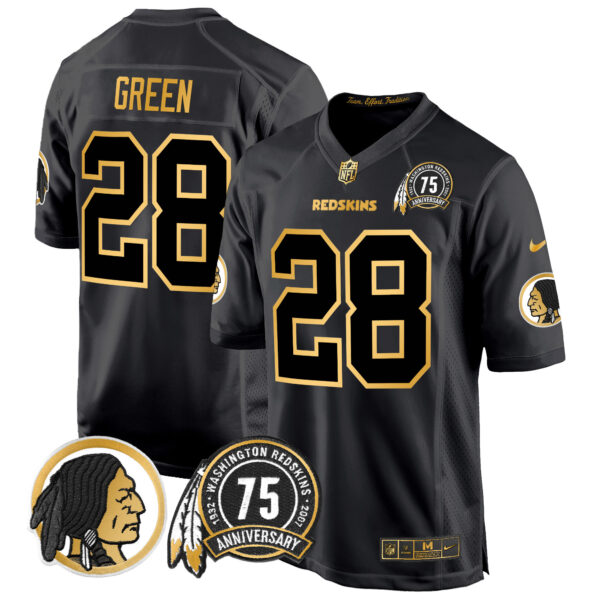 Men's Washington Redskins 75th Patch Throwback Gold Game Jersey - All Stitched - Image 21