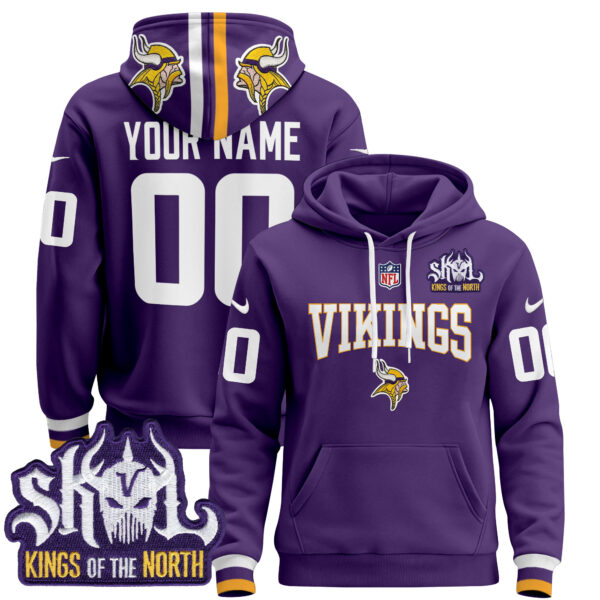 Minnesota Vikings 2025 Custom Pullover Hoodie V3 - All Stitched - Image 3