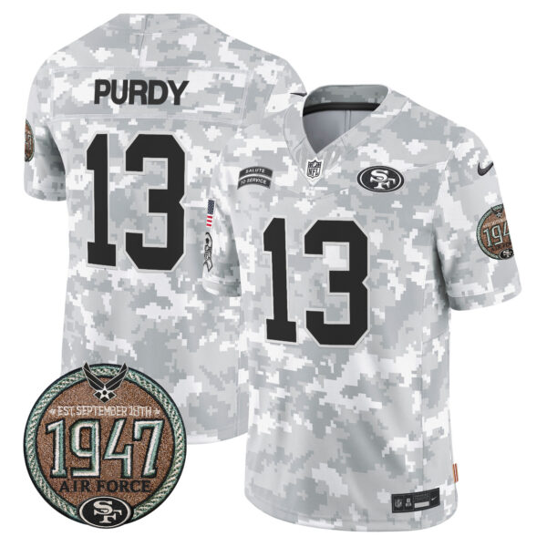 Men's 49ers 2024 Salute to Service Establishment Year Patch Vapor Limited Jersey - All Stitched - Image 36