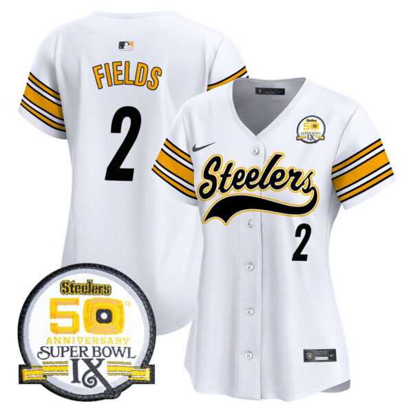 Women's Steelers 50th Anniversary Of Super Bowl IX Patch Vapor Premier Baseball Jersey - All Stitched - Image 31