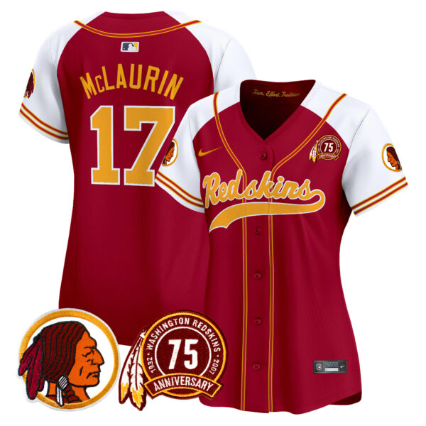 Women's Washington Redskins 75th Patch Throwback Vapor Premier Limited Jersey - All Stitched - Image 5