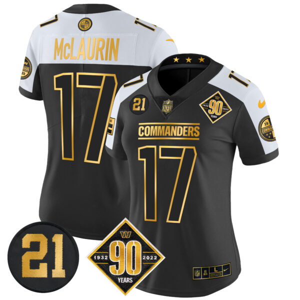 Women's Washington Commanders 90th & Sean Taylor Patch Gold Vapor Limited Jersey - All Stitched - Image 6
