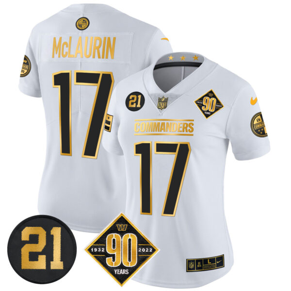 Women's Washington Commanders 90th & Sean Taylor Patch Gold Vapor Limited Jersey - All Stitched - Image 14
