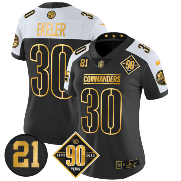 Women's Washington Commanders 90th & Sean Taylor Patch Gold Vapor Limited Jersey - All Stitched - Image 4