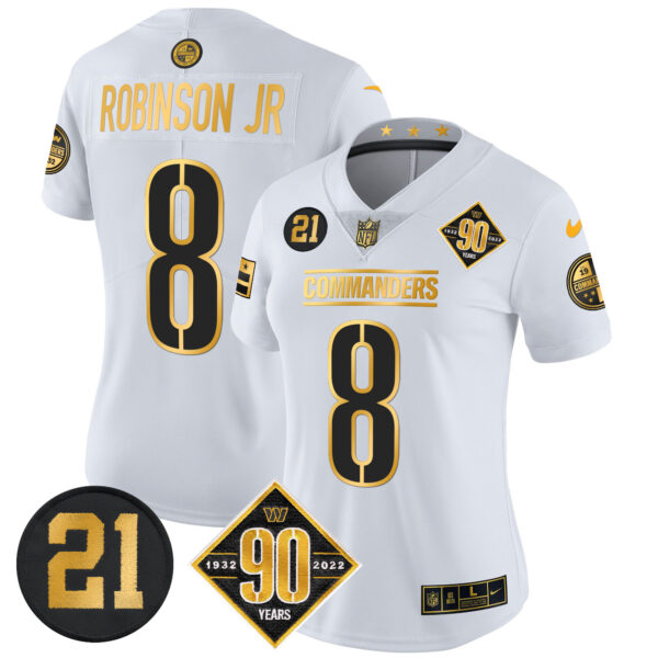 Women's Washington Commanders 90th & Sean Taylor Patch Gold Vapor Limited Jersey - All Stitched - Image 11