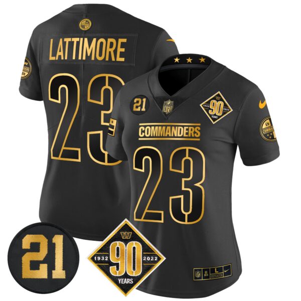 Women's Washington Commanders 90th & Sean Taylor Patch Gold Vapor Limited Jersey - All Stitched - Image 24