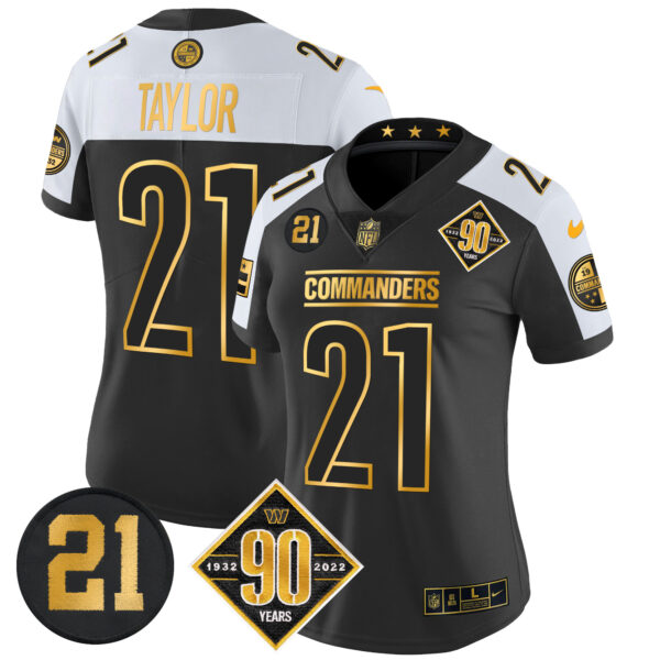 Women's Washington Commanders 90th & Sean Taylor Patch Gold Vapor Limited Jersey - All Stitched - Image 2