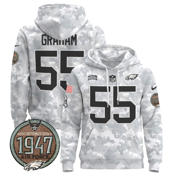 Men's Philadelphia Eagles 2024 Salute to Service Establishment Year Patch Pullover Hoodie - All Stitched - Image 34