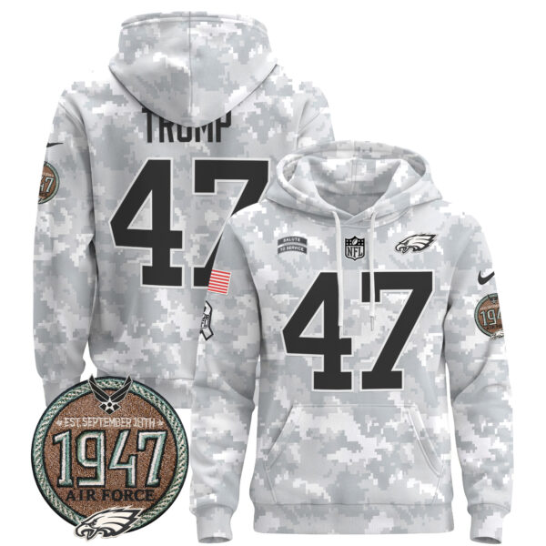 Men's Philadelphia Eagles 2024 Salute to Service Establishment Year Patch Pullover Hoodie - All Stitched - Image 36