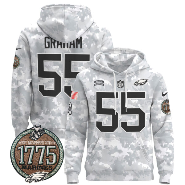Men's Philadelphia Eagles 2024 Salute to Service Establishment Year Patch Pullover Hoodie - All Stitched - Image 7