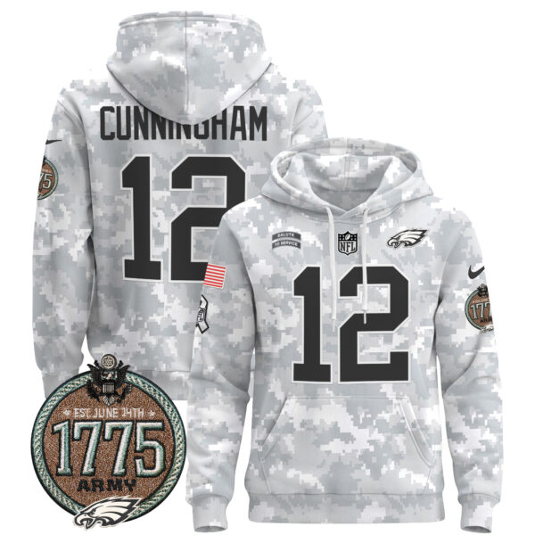 Men's Philadelphia Eagles 2024 Salute to Service Establishment Year Patch Pullover Hoodie - All Stitched - Image 15