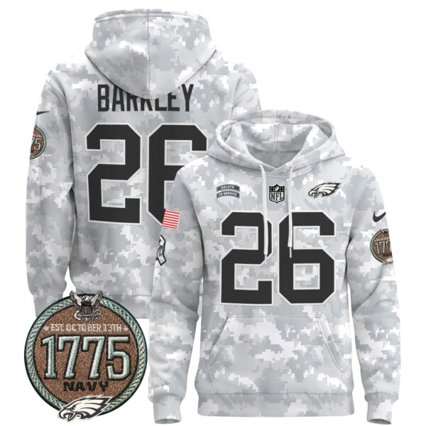 Men's Philadelphia Eagles 2024 Salute to Service Establishment Year Patch Pullover Hoodie - All Stitched - Image 19