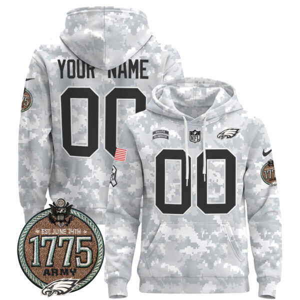 Philadelphia Eagles 2024 Salute to Service Establishment Year Patch Custom Pullover Hoodie - All Stitched - Image 2