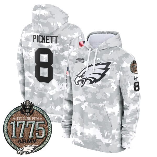 Men's Eagles 2024 Salute to Service Establishment Year Patch Fleece Pullover Hoodie - All Stitched - Image 11