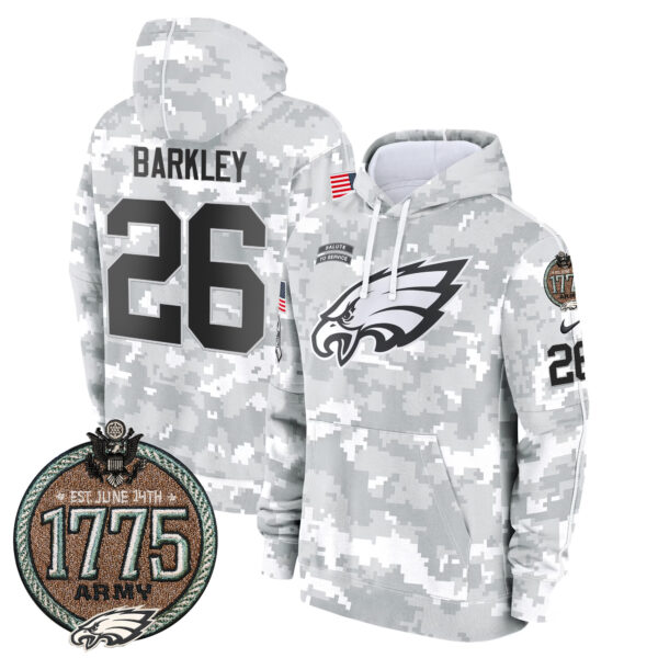 Men's Eagles 2024 Salute to Service Establishment Year Patch Fleece Pullover Hoodie - All Stitched - Image 10