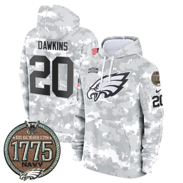 Men's Eagles 2024 Salute to Service Establishment Year Patch Fleece Pullover Hoodie - All Stitched - Image 26