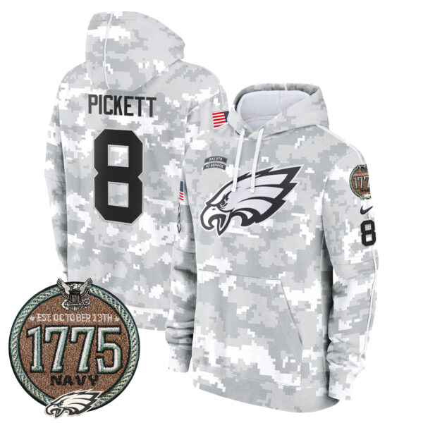Men's Eagles 2024 Salute to Service Establishment Year Patch Fleece Pullover Hoodie - All Stitched - Image 20