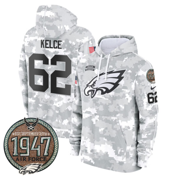 Men's Eagles 2024 Salute to Service Establishment Year Patch Fleece Pullover Hoodie - All Stitched - Image 31