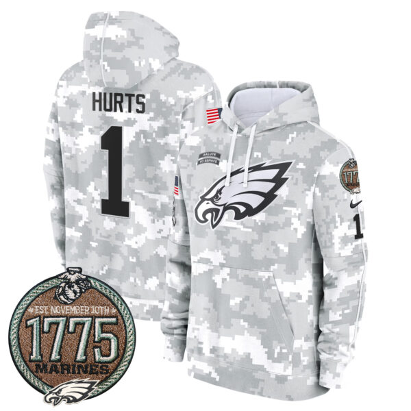 Men's Eagles 2024 Salute to Service Establishment Year Patch Fleece Pullover Hoodie - All Stitched - Image 3