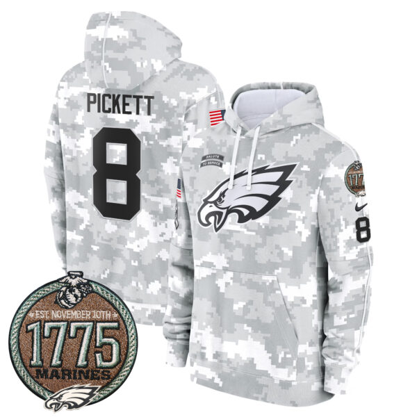 Men's Eagles 2024 Salute to Service Establishment Year Patch Fleece Pullover Hoodie - All Stitched - Image 2