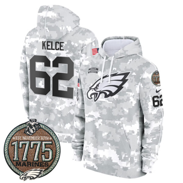 Men's Eagles 2024 Salute to Service Establishment Year Patch Fleece Pullover Hoodie - All Stitched - Image 4