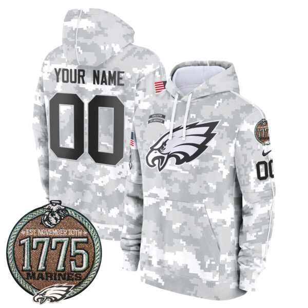 Eagles 2024 Salute to Service Establishment Year Patch Custom Fleece Pullover Hoodie - All Stitched