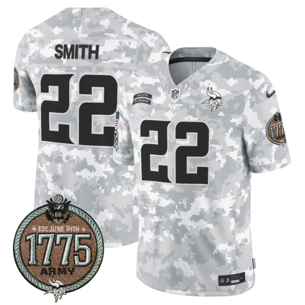 Men's Vikings 2024 Salute to Service Establishment Year Patch Vapor Limited Jersey - All Stitched - Image 16