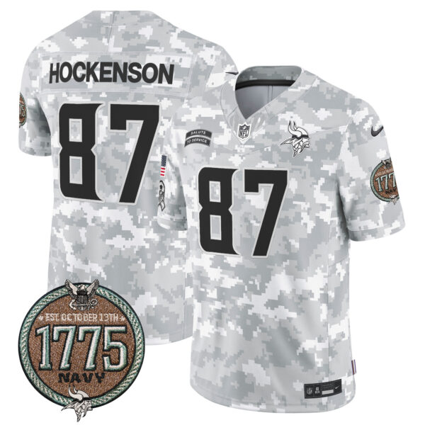 Men's Vikings 2024 Salute to Service Establishment Year Patch Vapor Limited Jersey - All Stitched - Image 26