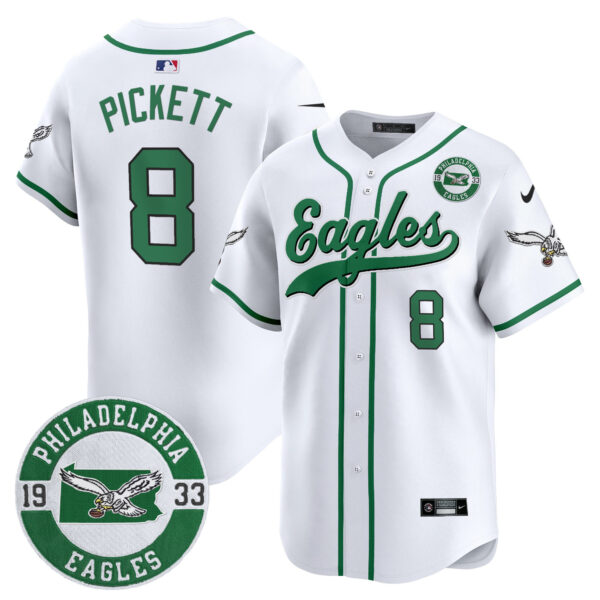 Men's Eagles Est. 1933 Patch Patch Kelly Green Vapor Baseball Jersey - All Stitched - Image 11