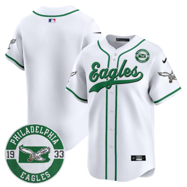 Men's Eagles Est. 1933 Patch Patch Kelly Green Vapor Baseball Jersey - All Stitched - Image 18