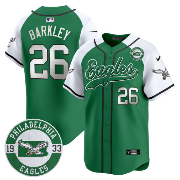 Men's Eagles Est. 1933 Patch Patch Kelly Green Vapor Baseball Jersey - All Stitched - Image 28