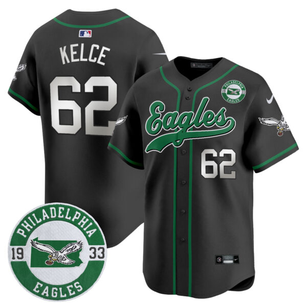 Men's Eagles Est. 1933 Patch Patch Kelly Green Vapor Baseball Jersey - All Stitched - Image 22