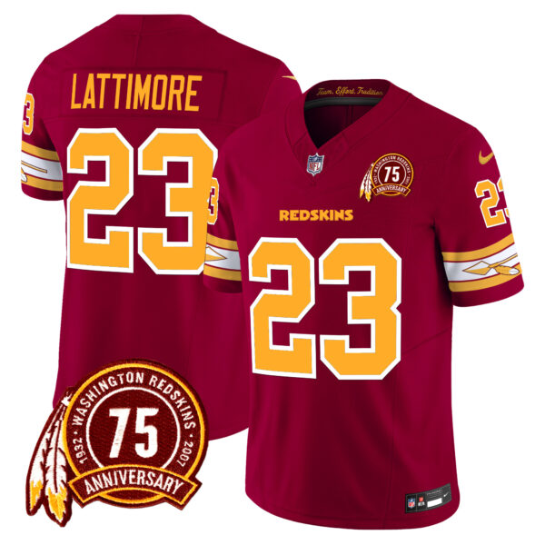 Men's Washington Redskins 75th Patch Vapor Limited Jersey - All Stitched - Image 8