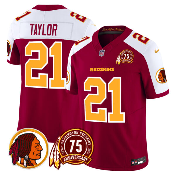 Men's Washington Redskins 75th Patch Vapor Limited Jersey - All Stitched - Image 46