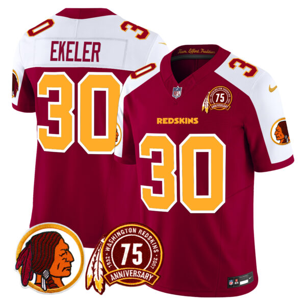 Men's Washington Redskins 75th Patch Vapor Limited Jersey - All Stitched - Image 43
