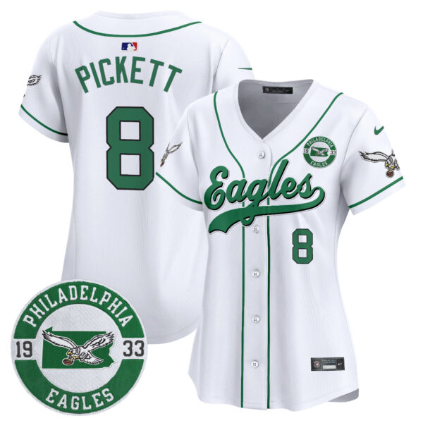 Women's Eagles Est. 1933 Patch Patch Kelly Green Vapor Baseball Jersey - All Stitched - Image 11