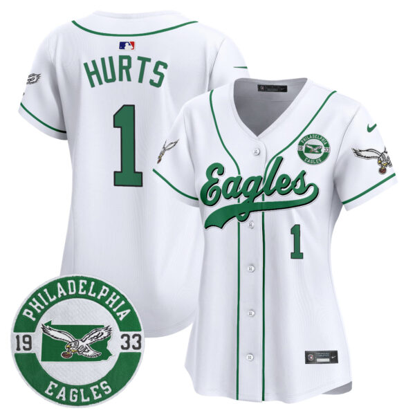 Women's Eagles Est. 1933 Patch Patch Kelly Green Vapor Baseball Jersey - All Stitched - Image 12