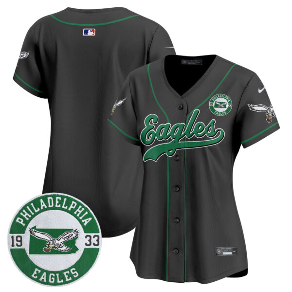 Women's Eagles Est. 1933 Patch Patch Kelly Green Vapor Baseball Jersey - All Stitched - Image 27