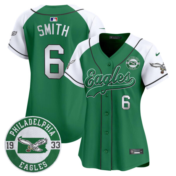 Women's Eagles Est. 1933 Patch Patch Kelly Green Vapor Baseball Jersey - All Stitched - Image 32