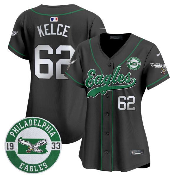 Women's Eagles Est. 1933 Patch Patch Kelly Green Vapor Baseball Jersey - All Stitched - Image 22