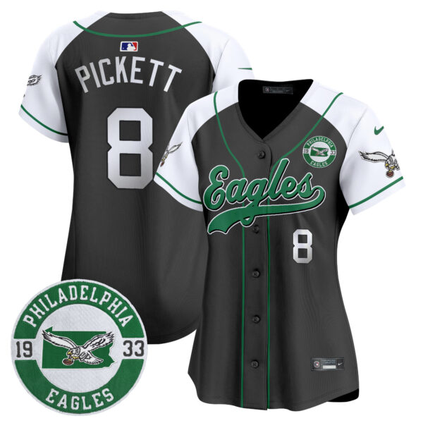 Women's Eagles Est. 1933 Patch Patch Kelly Green Vapor Baseball Jersey - All Stitched - Image 38