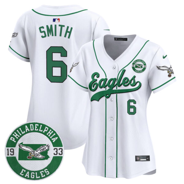 Women's Eagles Est. 1933 Patch Patch Kelly Green Vapor Baseball Jersey - All Stitched - Image 14