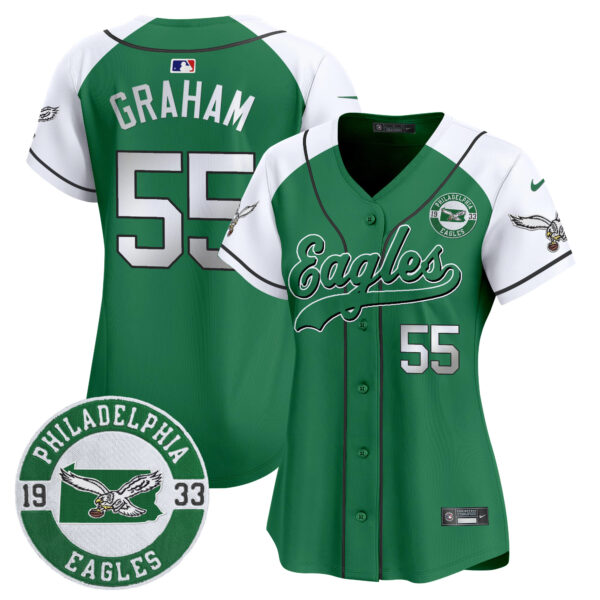 Women's Eagles Est. 1933 Patch Patch Kelly Green Vapor Baseball Jersey - All Stitched - Image 34