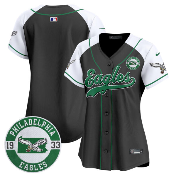 Women's Eagles Est. 1933 Patch Patch Kelly Green Vapor Baseball Jersey - All Stitched - Image 45
