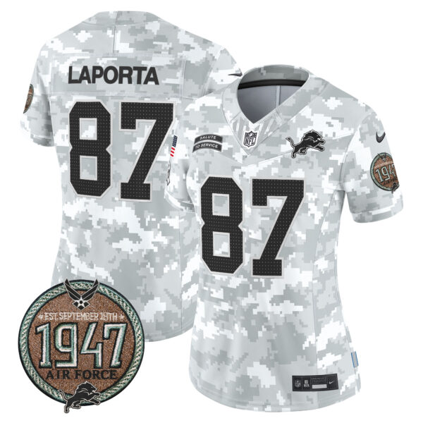 Women's Detroit Lions 2024 Salute to Service Establishment Year Patch Vapor Limited Jersey - All Stitched - Image 30