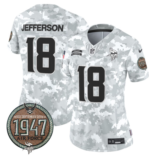 Women's Vikings 2024 Salute to Service Establishment Year Patch Vapor Limited Jersey - All Stitched - Image 29