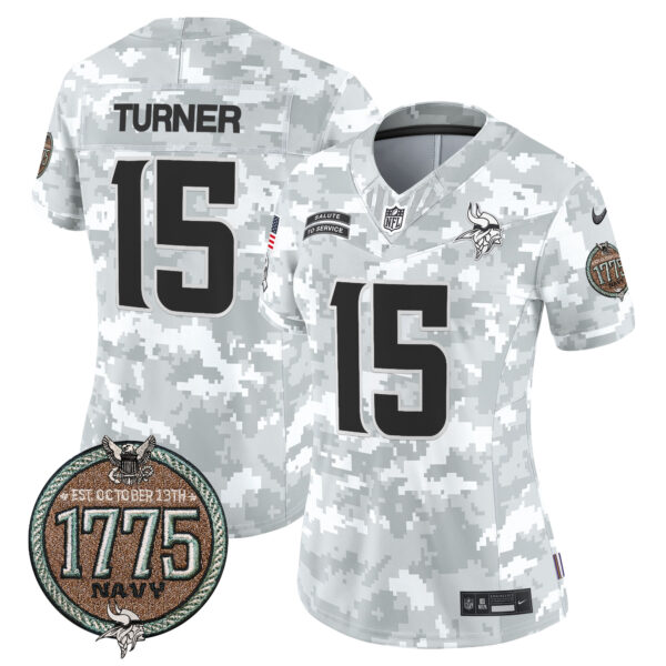 Women's Vikings 2024 Salute to Service Establishment Year Patch Vapor Limited Jersey - All Stitched - Image 22